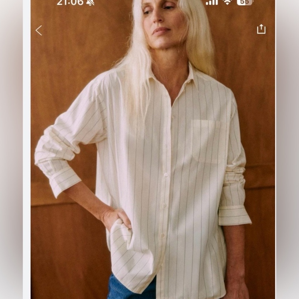 Sezane Max Shirt Fine Dark Navy Stripes - Size 6